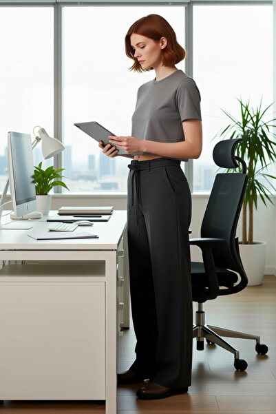 PayBuy Women's Anthracite Low Waist Lace-Up Wide Leg Pants Functional Durable Quality Comfortable