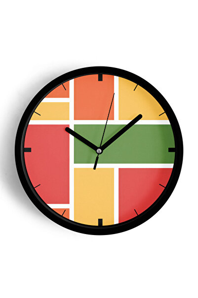 JHAAR Ceas de perete cu design modern - 42 cm - Carcasă neagră cu sticlă fron...