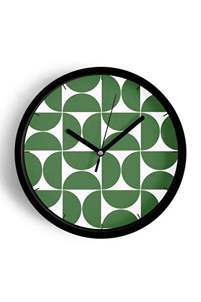 JHAAR Ceas de perete modern cu model geometric verde - 35 cm - Carcasă neagră...