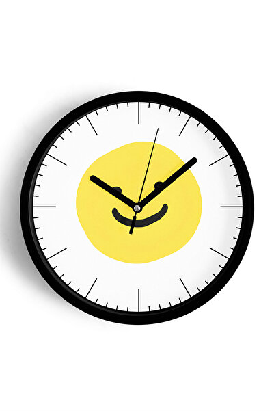 JHAAR Ceas de perete cu design modern Smiling Face - 30cm - Carcasă neagră cu...