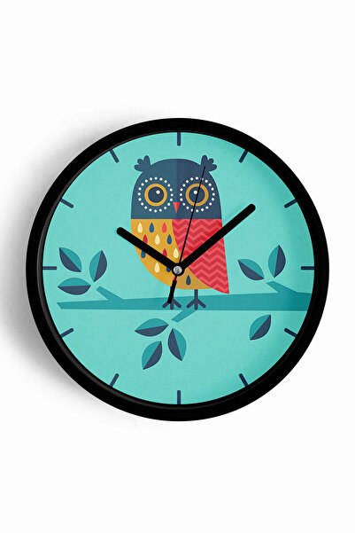 JHAAR Ceas de perete modern cu ilustrație bufniță - 30cm - Carcasă neagră cu ...