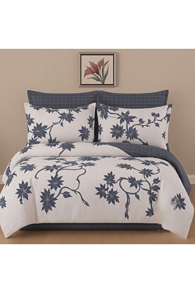 Casa Pucioasa Fine Cotton Bed Linen 6 Pieces - Casa Pucioasa, Blue Floral Pattern