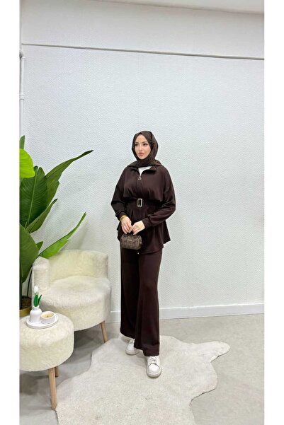 Armira طقم رياضي نسائي من قماش المودال مع حزام مطوي