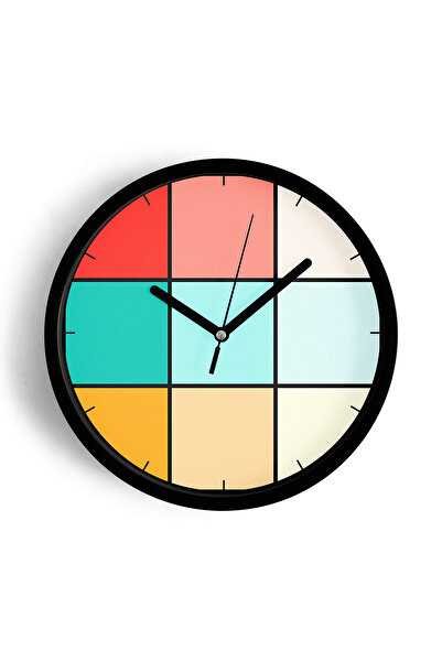 JHAAR ساعة حائط بتصميم عصري - 30 سم - هيكل أسود مع زجاج أمامي - آلية صامتة