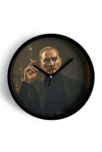 JHAAR Mustafa Kemal Atatürk Tasarımlı Modern Duvar Saati - 25cm - Önü Camlı S...
