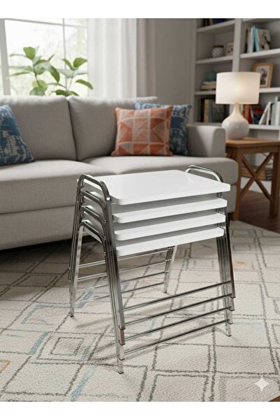 Nokta Sehpa Home TEPSİ ZİGON SEHPA krom metal