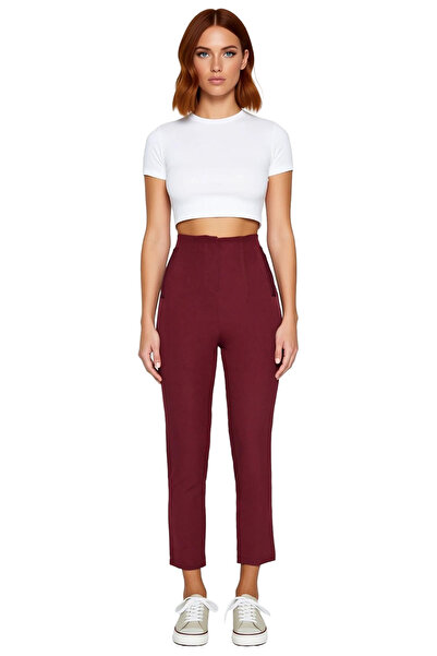 PayBuy Women's Cigarette Cut High Waist Pleated Woven Pants Functional Durable Quality Stylish