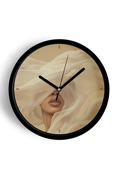 JHAAR Ceas de perete pentru femei în stil modern - 25 cm - Carcasă neagră cu ...