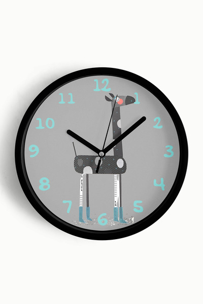 JHAAR Ceas de perete pentru camera copiilor cu ilustrație cu girafă drăguță -...