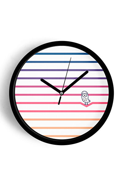 JHAAR ساعة حائط بتصميم عصري - 25 سم - هيكل أسود مع واجهة زجاجية - آلية صامتة