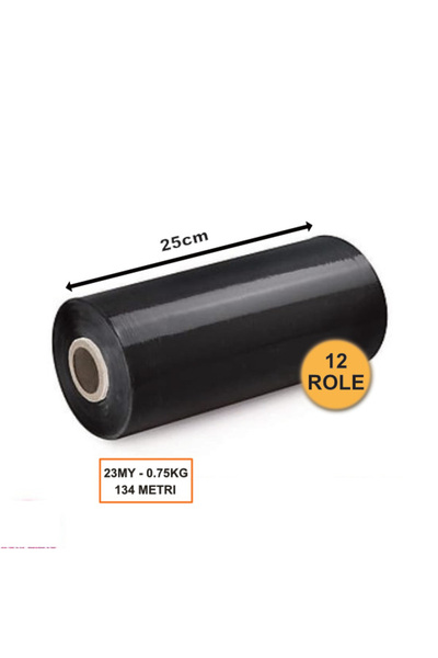 OEM Set of 12 Rolls Black Stretch Film, 250 mm, 0.75 kg, 134 ml