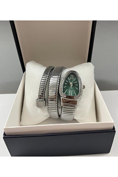 Gerçek Hediyelik Spiral Kordon Kadın Saat - Şık Tasarım, Yeşil Kadran, Kutulu
