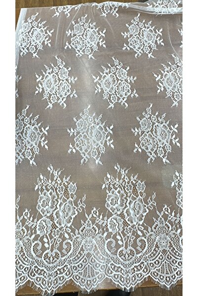 VENÜS MODA by Pınar Off-White Lez Lace 1 Meter Wedding Dress, Veil, Gloves Lace Width 1.5 Meters