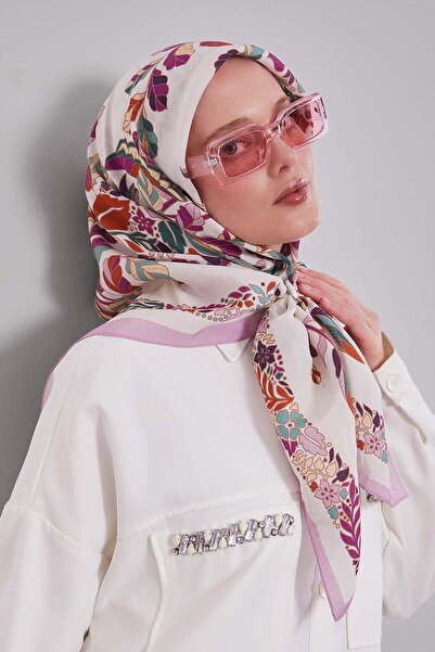 Levidor Pink Flower Leaf Pattern Aura Scarf