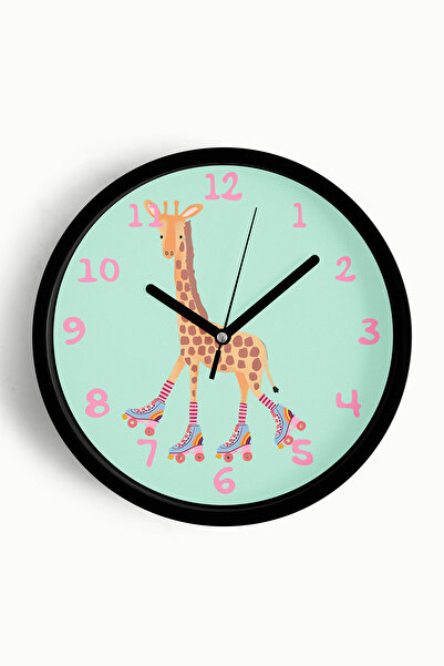 JHAAR Ceas de perete pentru camera copiilor cu girafă drăguță patinatoare - 4...
