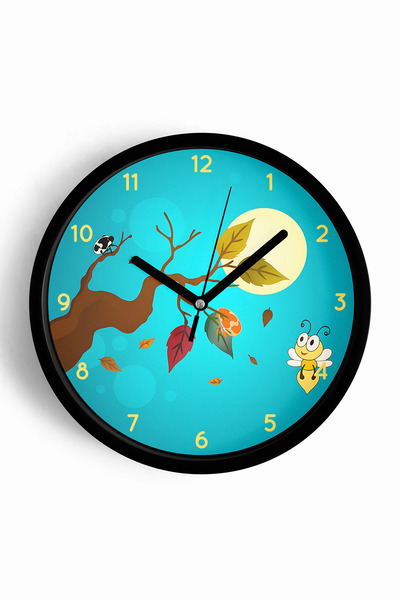 JHAAR Симпатичен стенен часовник за детска стая „Пчеличка“ – 35 см – черен ко...