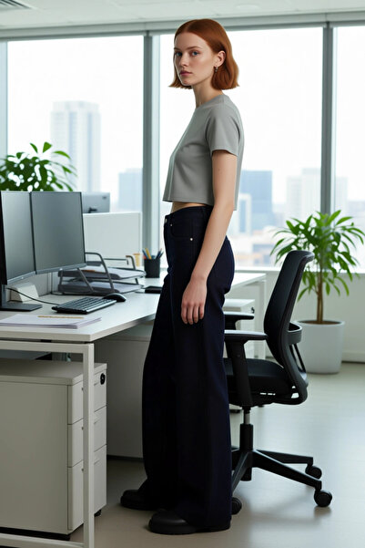 PayBuy Dark Jacquard Textured High Waist Wide Leg Women's Pants Functional Durable Quality Stylish