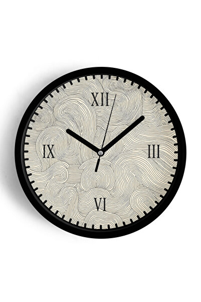 JHAAR Abstract - Ceas de perete modern boem - 42cm - Carcasă neagră cu sticlă...