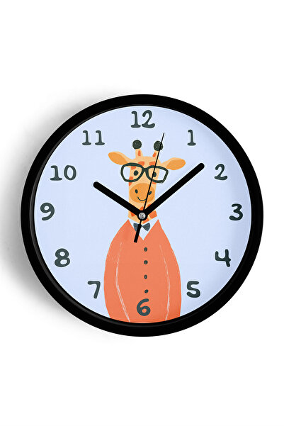 JHAAR Ceas de perete pentru camera copiilor cu ilustrație cu girafă drăguță -...