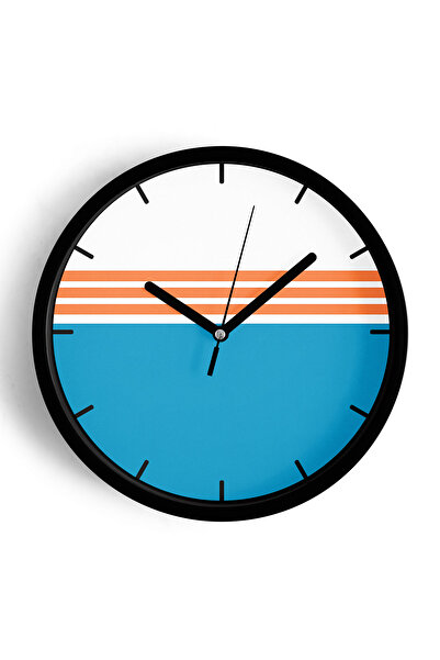 JHAAR Ceas de perete cu design modern - 25 cm - Carcasă neagră cu sticlă fron...