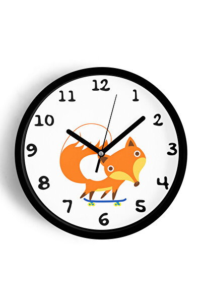 JHAAR Ceas de perete modern pentru camera copiilor Cute Fox - 42cm - Carcasă ...
