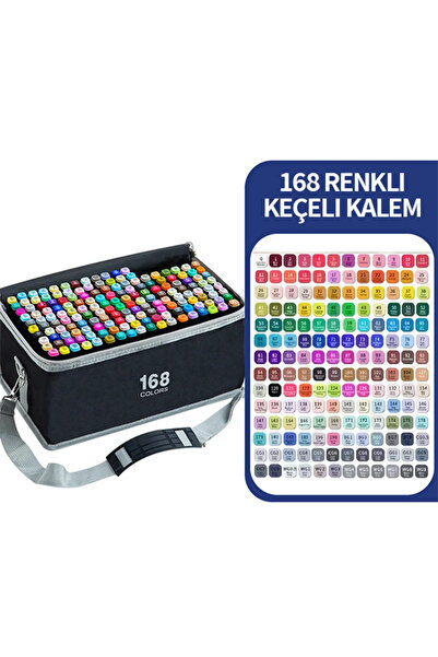 SPORMEN 168 Adet Renkli Çift Uçlu Kalın/ince Uçlu Keçeli Marker Seti Profesyo...