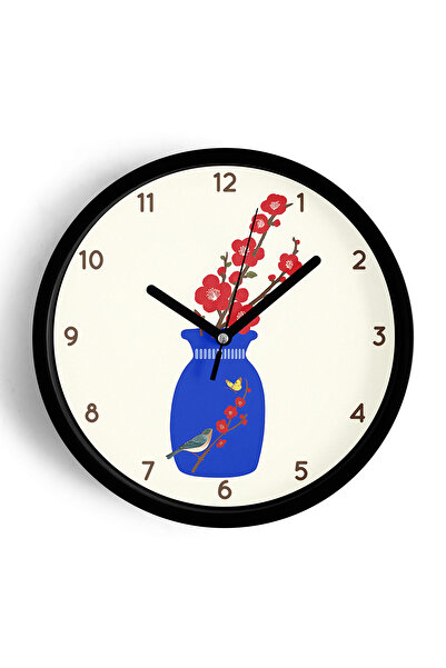 JHAAR Ceas de perete cu design modern Blooming Time - 35cm - Carcasă neagră c...