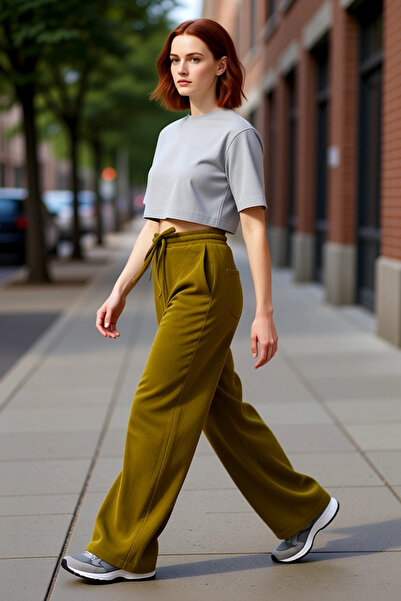 PayBuy Women's Seersucker Textured Wide Leg Knitted Trousers Functional Durable Quality Comfortable Aesthetic Stylish