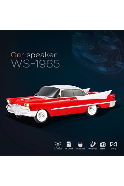 ERMER WS - 1965 Nostaljik Araba Görünümlü Taşınabilir Kablosuz Radyolu Blueto...