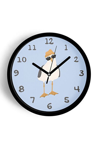 JHAAR Ceas de perete pentru camera copiilor Artist Seagull cu ochelari de soa...