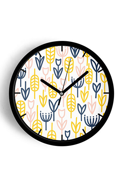 JHAAR Ceas de perete cu design modern - 30 cm - Carcasă neagră cu sticlă fron...