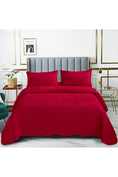 MHR Quilted bedspread set, 3 pieces, 220x240 cm, Burgundy
