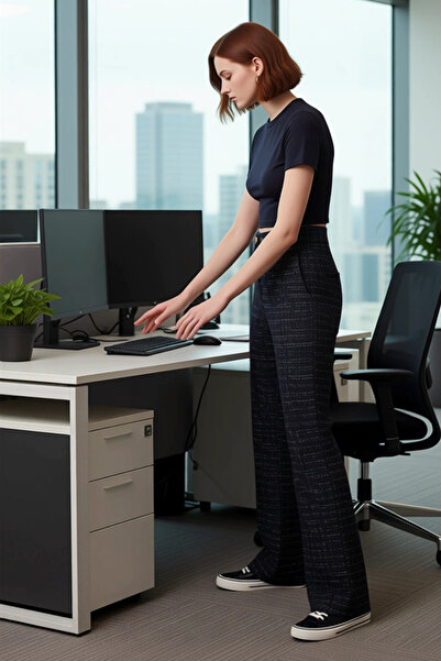 PayBuy Women's Tweed Patterned Flare Knitted Pants Functional Durable Quality Comfortable Aesthetic Stylish