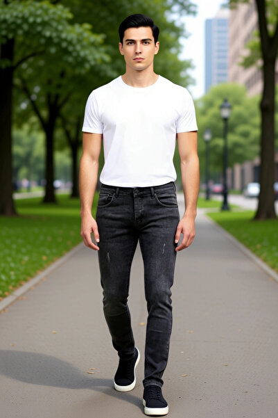 PayBuy Men's Anthracite Nail Detailed Slim Fit Jean Pants Functional Durable Quality Comfortable