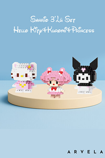 Arvela Mini Blok Oyuncak Figür Seti 3’lü – Hello Kitty, Kuromi ve Princess