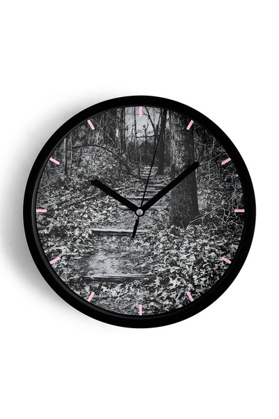JHAAR Ceas de perete modern cu peisaj natural de toamnă - 25 cm - Carcasă nea...