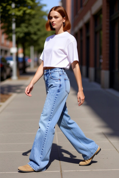 PayBuy Pantaloni de damă din denim cu picioare largi Funcțional Durabil Calit...