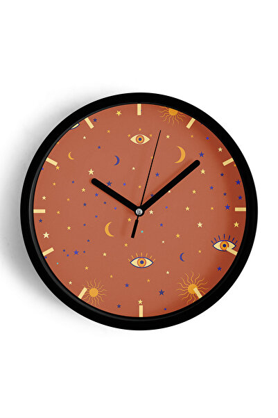 JHAAR Ceas de perete cu design modern Gözcü Gökyüzü - 25 cm - Carcasă neagră ...