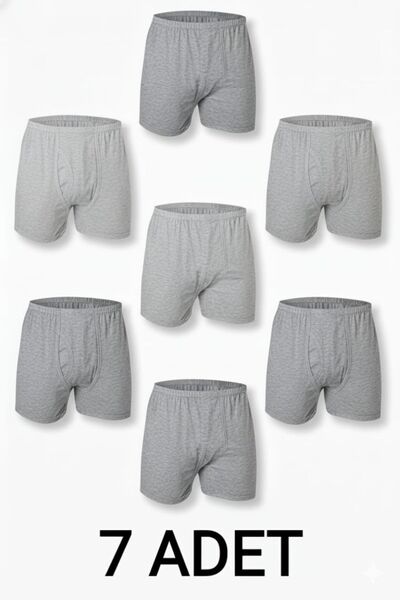 enmodaiçgiyim 7 Pieces Gray 100% Cotton Comfortable Cut Men's Long Underwear Boxer
