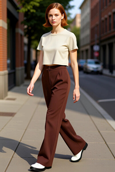 PayBuy Women's High Waist Wide Leg Woven Pants Functional Durable Quality Comfortable Modern