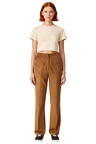 PayBuy Women's Faux Suede Flare Cut Pants Functional Durable Quality Comfortable Aesthetic Casual