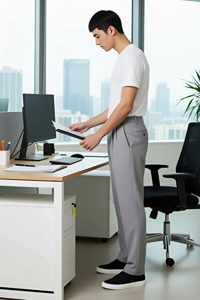 PayBuy Men's Anthracite Pleated Baggy Fit Fabric Trousers Functional Durable Quality Comfortable Stylish