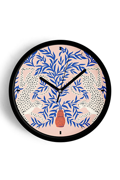 JHAAR Ceas de perete cu design modern Leopard - Kaplan - 42cm - Carcasă neagr...