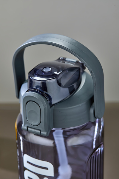 espashome Sports Water Bottle - 1000 ml with Straw, Lockable Lid, Water Leak-Proof Design - Gray