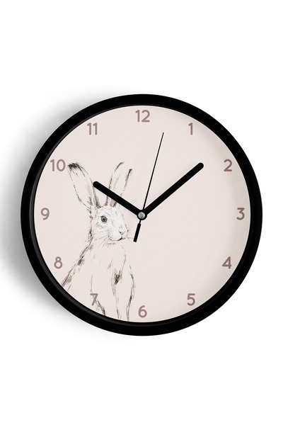 JHAAR ساعة حائط بتصميم عصري على شكل أرنب - 30 سم - هيكل أسود مع زجاج أمامي - ...
