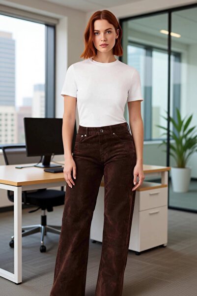 PayBuy Women's Suede Textured Wide Leg Pants Functional Durable Quality Comfortable Aesthetic Sports