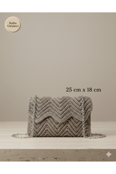 ViATOM Shoulder Bag, Chain Strap Handbag Polyester Thread Handmade 18Cm/23Cm