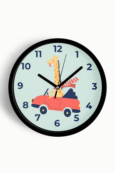 JHAAR Ceas de perete pentru camera copiilor cu girafa drăguță la volan - 35cm...