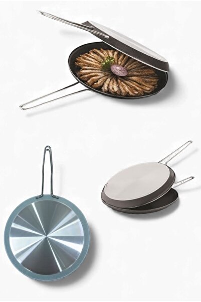 Kırmızı Beyaz Home 32 cm Çift Taraflı Teflon Balık Tavası – Balık Tavası, Yan...