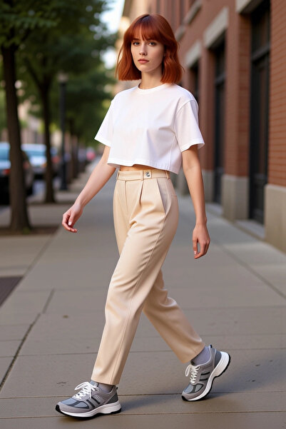 PayBuy Women's Cigarette Woven Fabric Pants High Waist Functional Durable Quality Comfortable Stylish